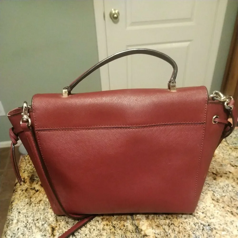 Kate Spade rn 0102760 Maroon Medium Satchel Handbag W/ Crossbody Strap